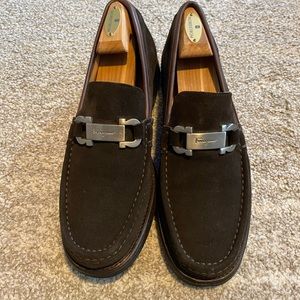 Ferragamo suede 10.5 chocolate